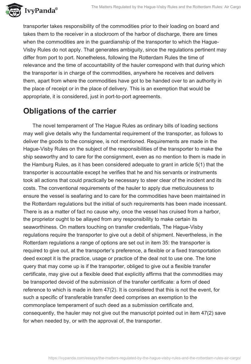 The Matters Regulated by the Hague-Visby Rules and the Rotterdam Rules: Air Cargo. Page 3