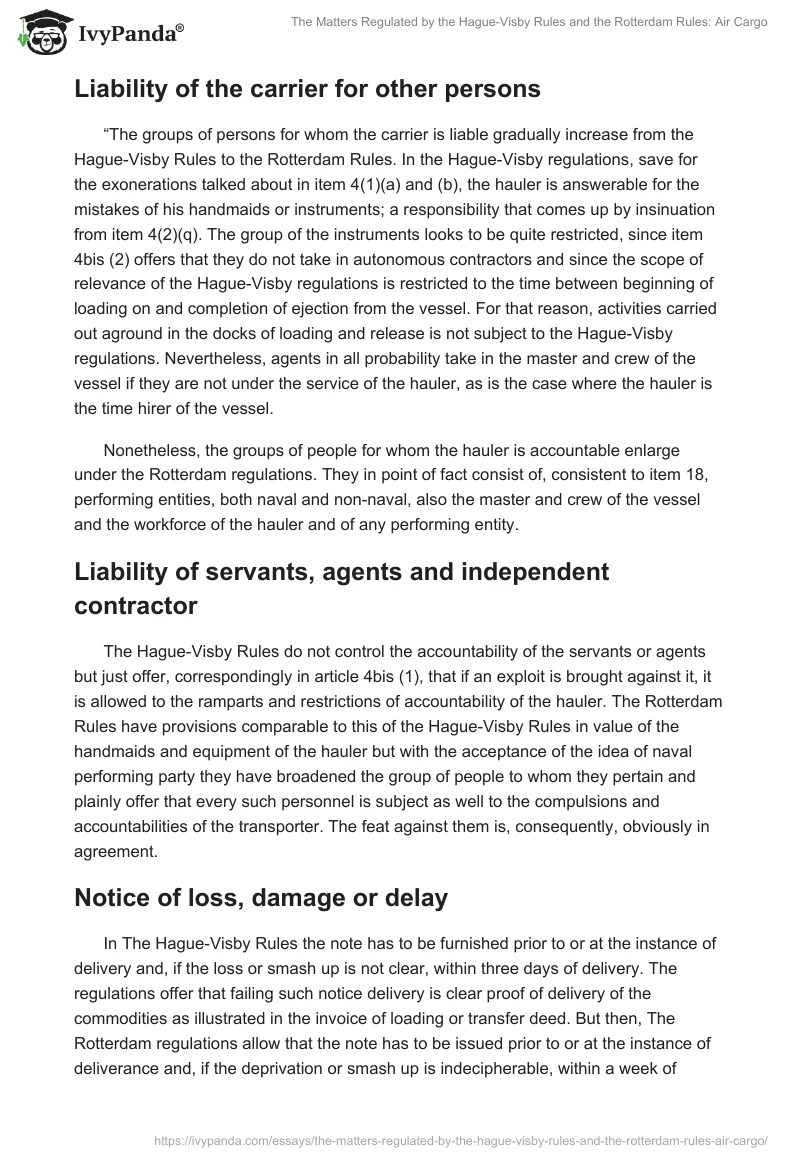 The Matters Regulated by the Hague-Visby Rules and the Rotterdam Rules: Air Cargo. Page 5