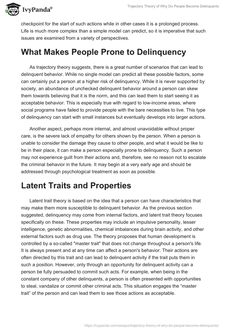 Trajectory Theory of Why Do People Become Delinquents. Page 2