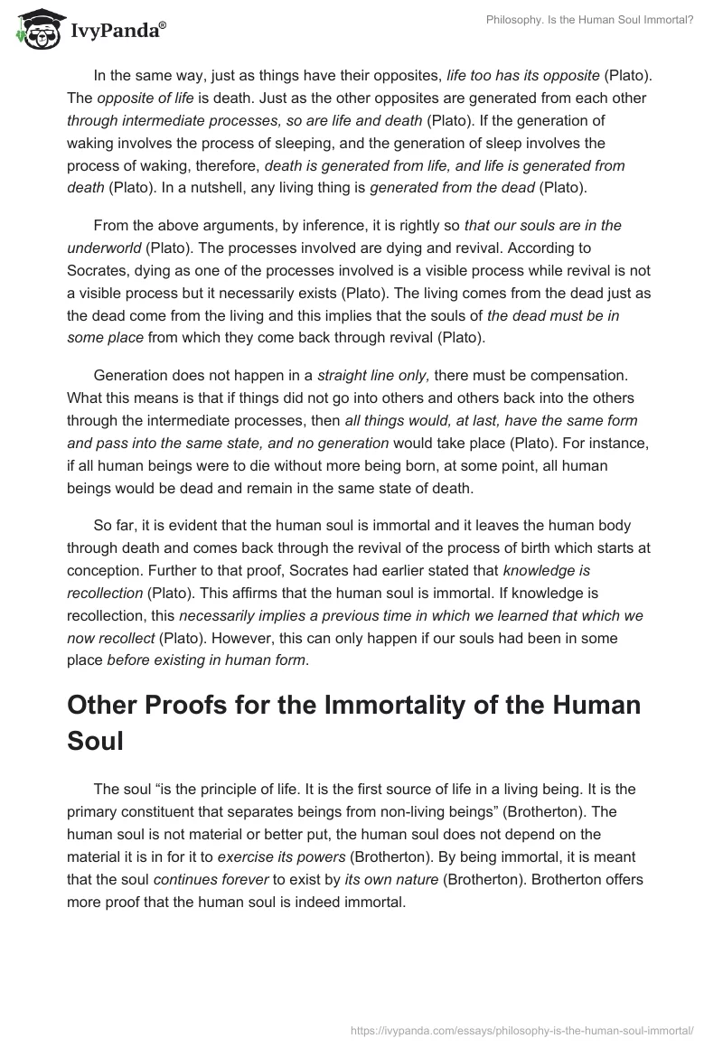 Philosophy. Is the Human Soul Immortal?. Page 2