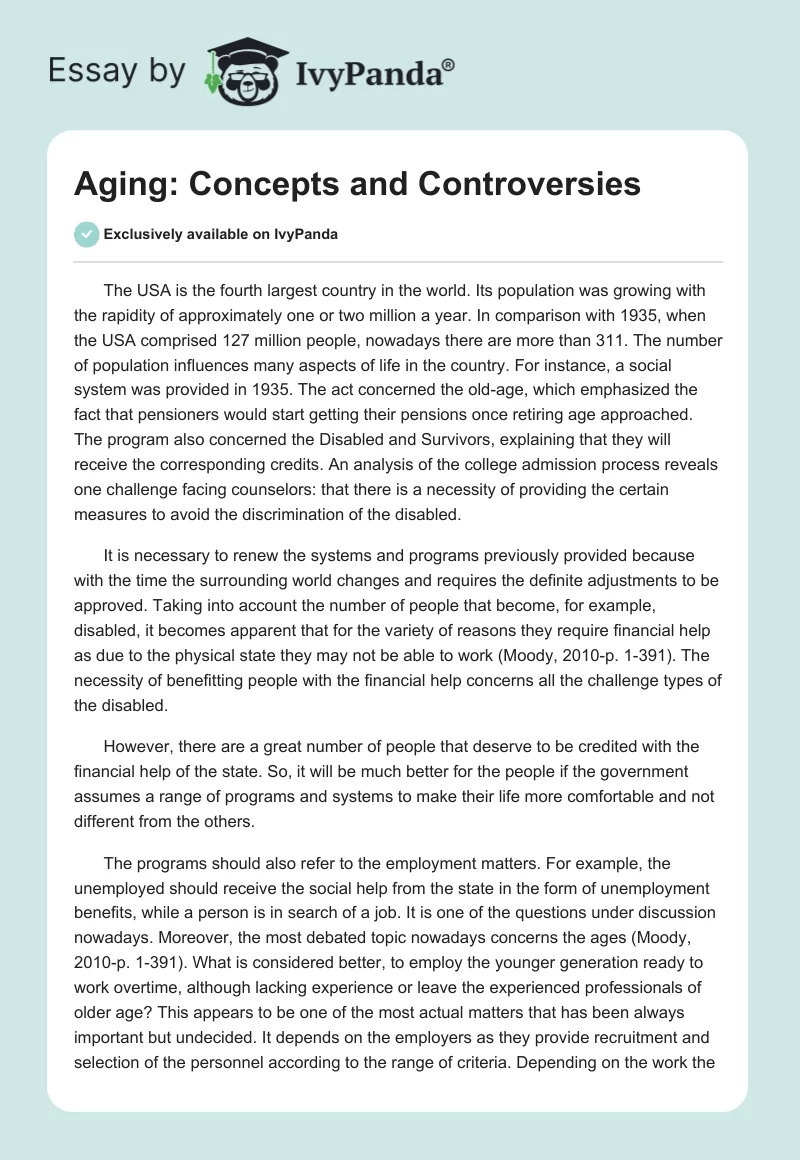 Aging: Concepts and Controversies. Page 1