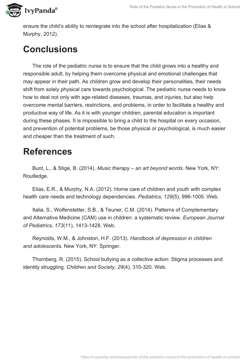 Role of the Pediatric Nurse in the Promotion of Health in School. Page 3
