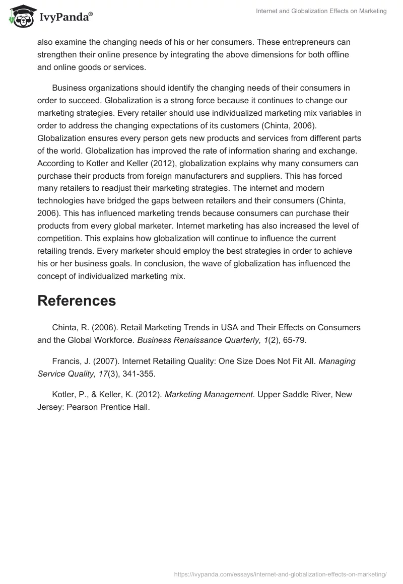 Internet and Globalization Effects on Marketing. Page 2
