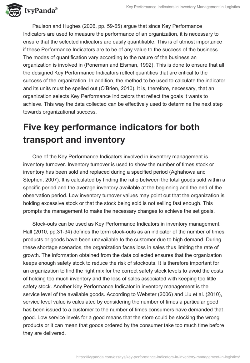 Key Performance Indicators in Inventory Management in Logistics. Page 2