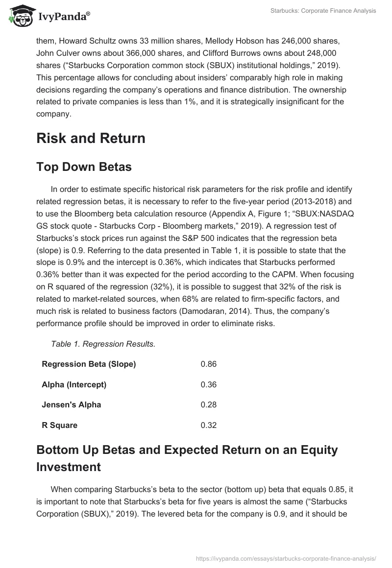 Starbucks: Corporate Finance Analysis. Page 3