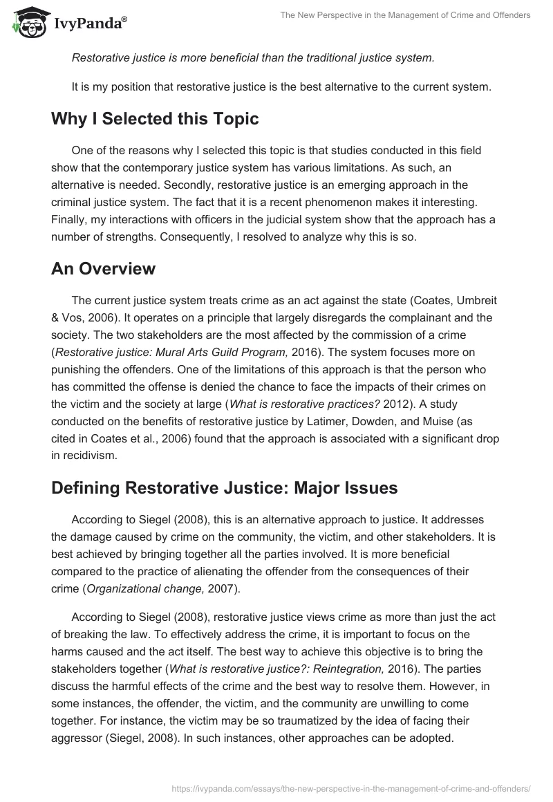 The New Perspective in the Management of Crime and Offenders. Page 2