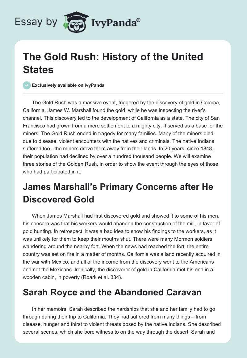 The Gold Rush: History of the United States. Page 1