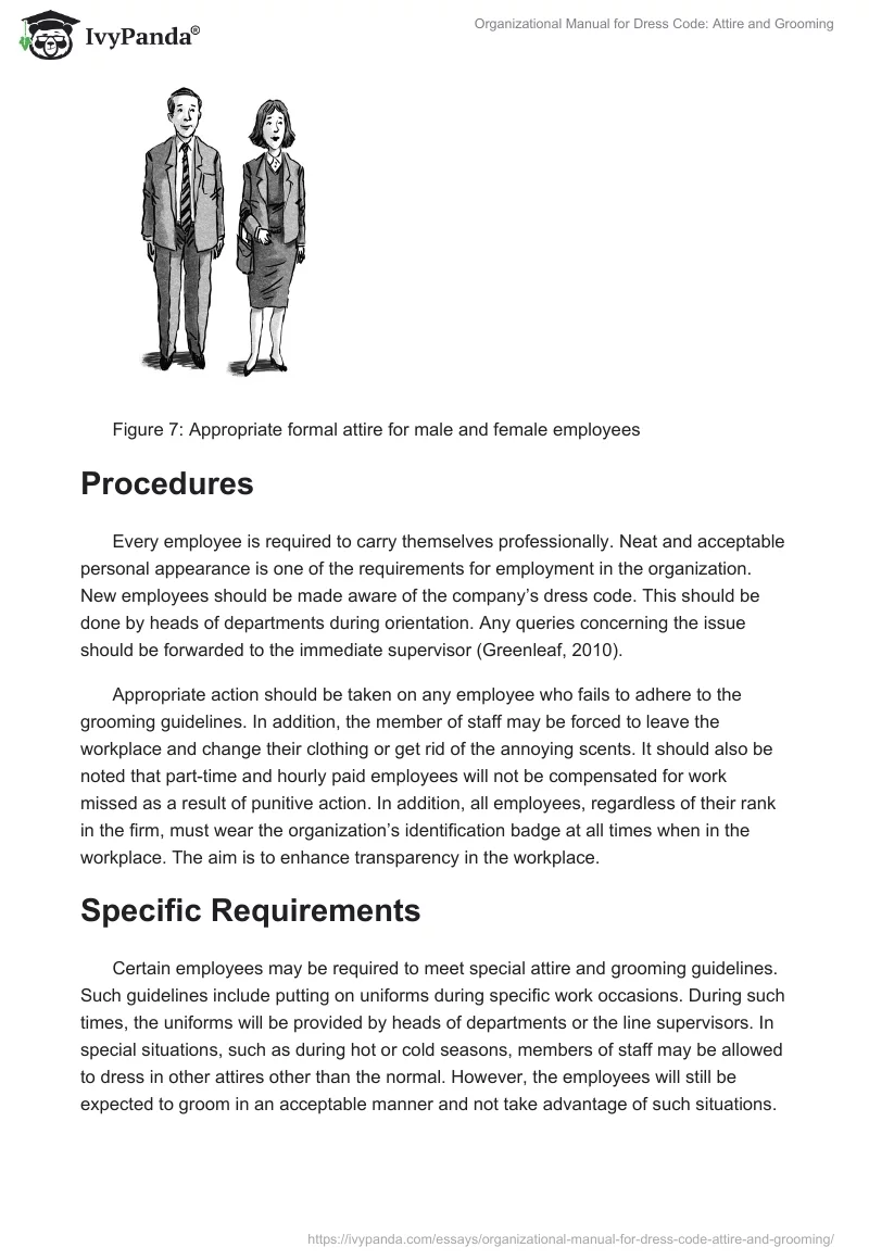 Organizational Manual for Dress Code: Attire and Grooming. Page 3