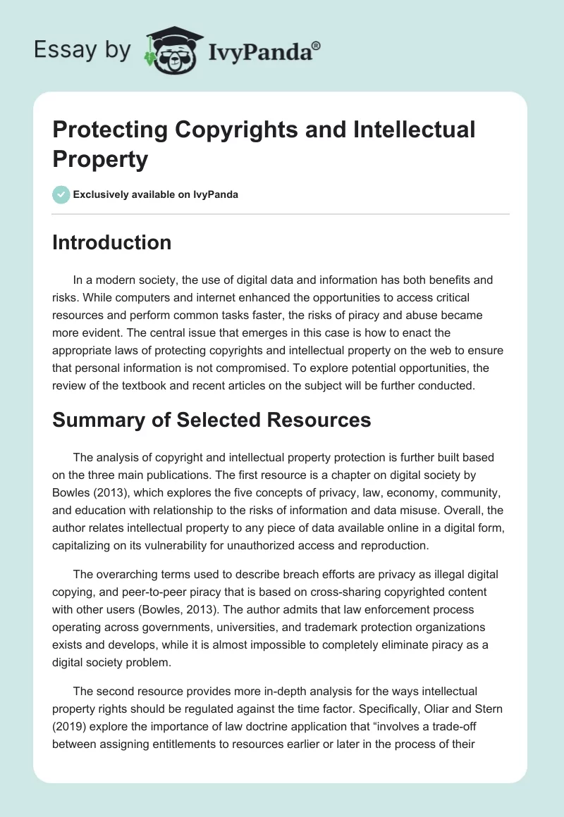 Protecting Copyrights and Intellectual Property. Page 1
