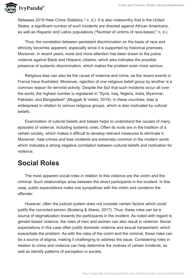 Crime and Violence: Modern Social Classification. Page 2