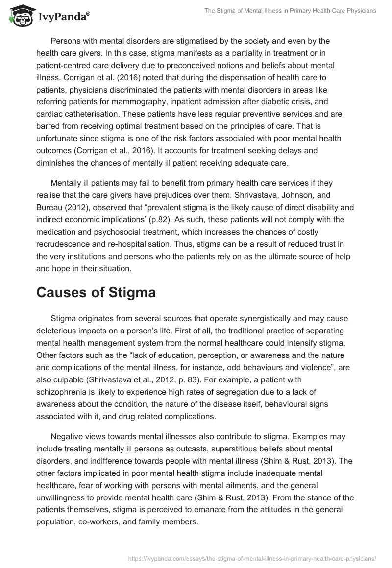 The Stigma of Mental Illness in Primary Health Care Physicians. Page 2