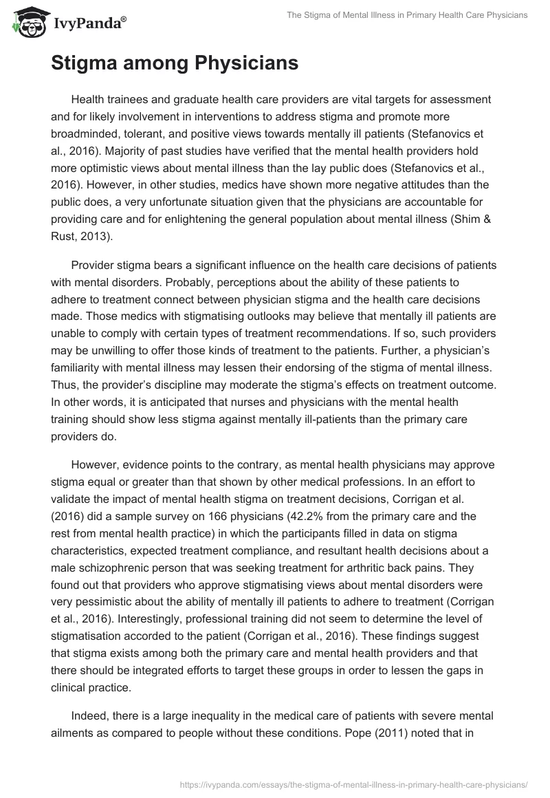 The Stigma of Mental Illness in Primary Health Care Physicians. Page 3