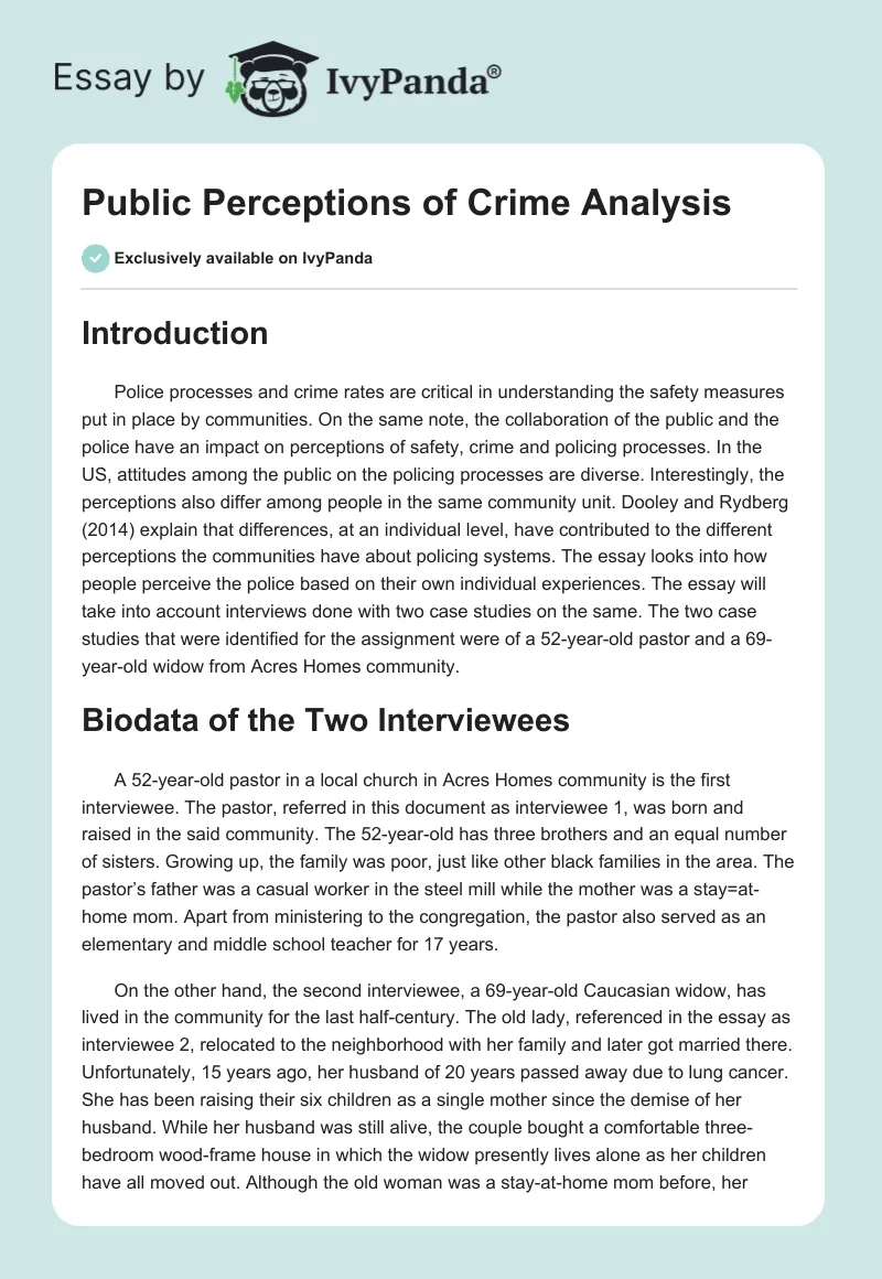 Public Perceptions of Crime Analysis. Page 1