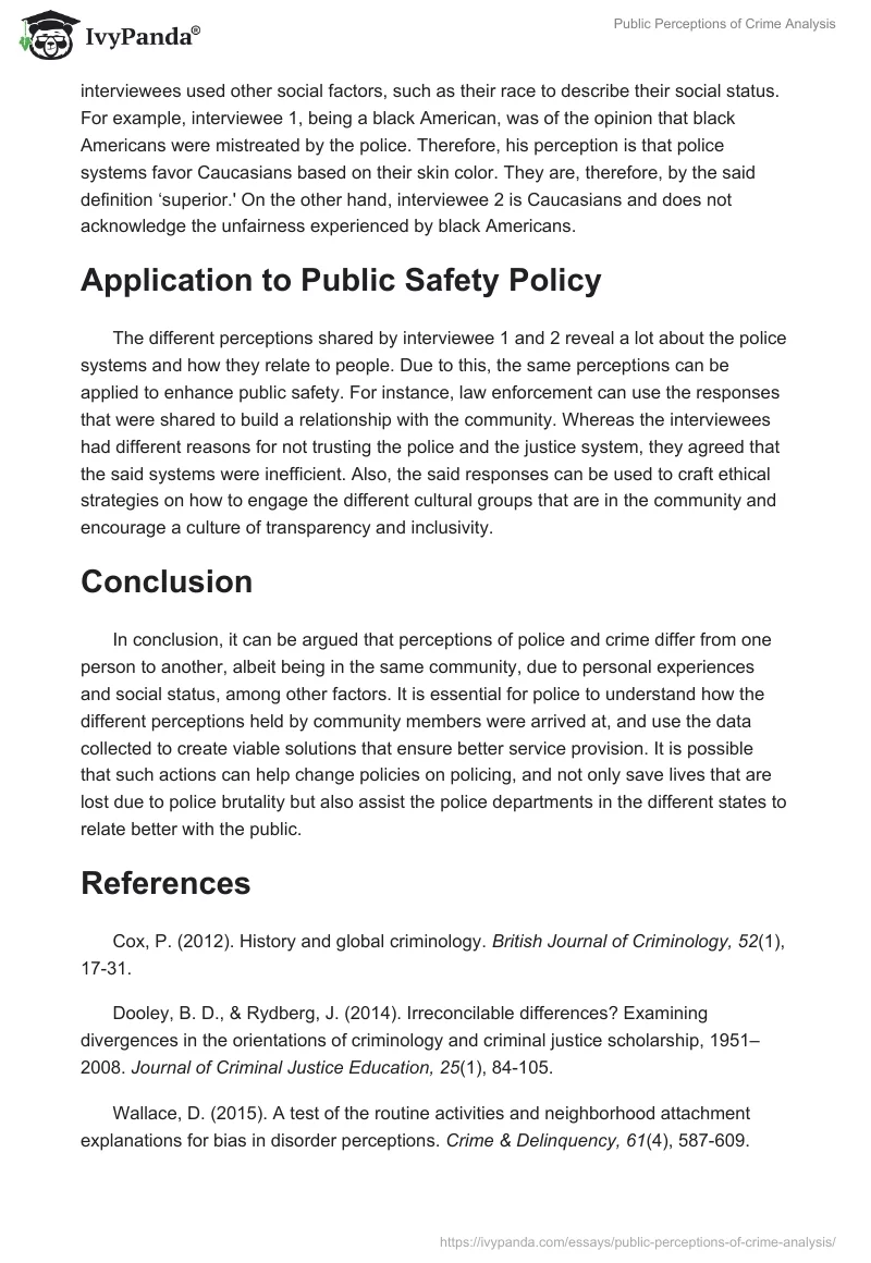 Public Perceptions of Crime Analysis. Page 3