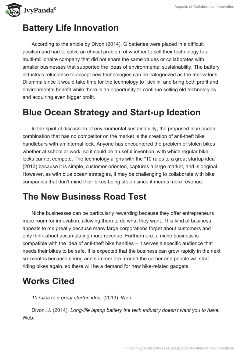 Aspects of Collaborative Innovation. Page 2