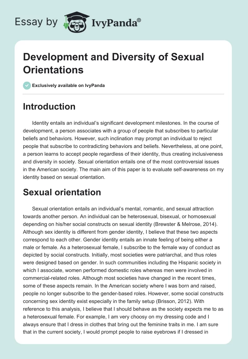 Development and Diversity of Sexual Orientations. Page 1