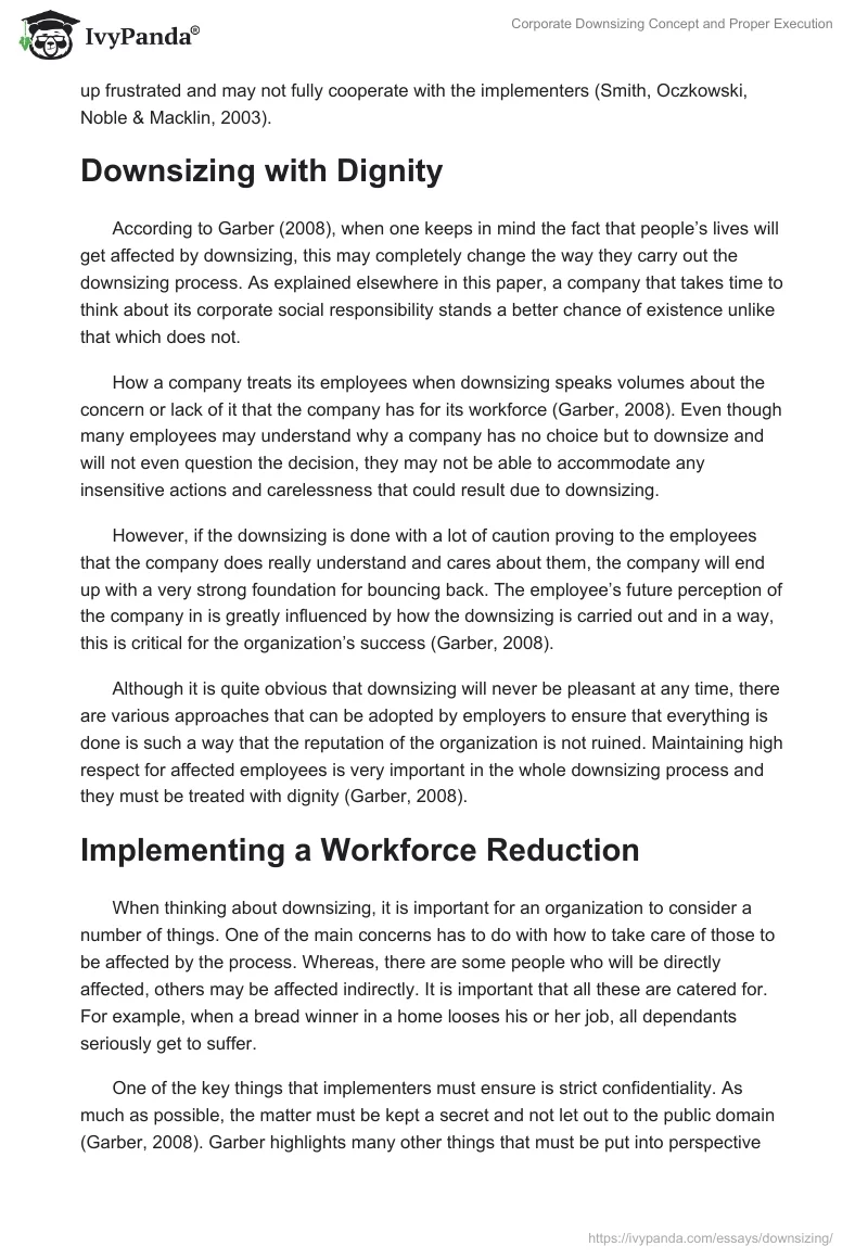 Corporate Downsizing Concept and Proper Execution. Page 5