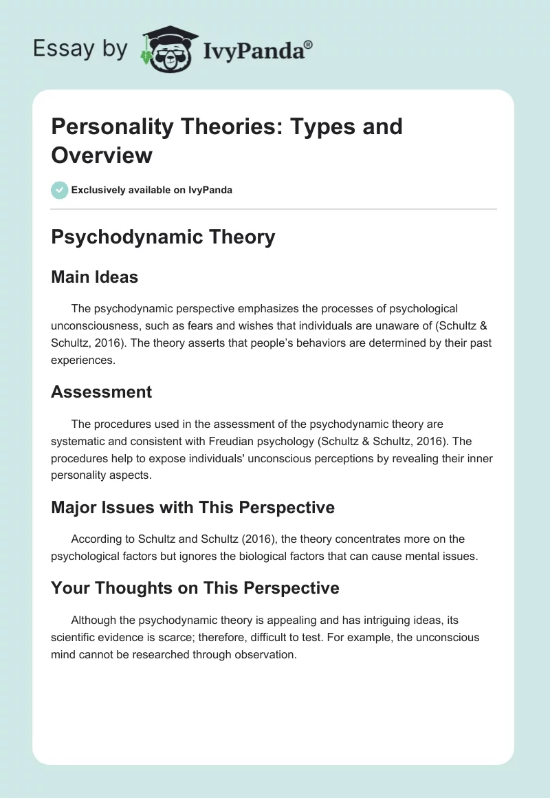Personality Theories: Types and Overview. Page 1