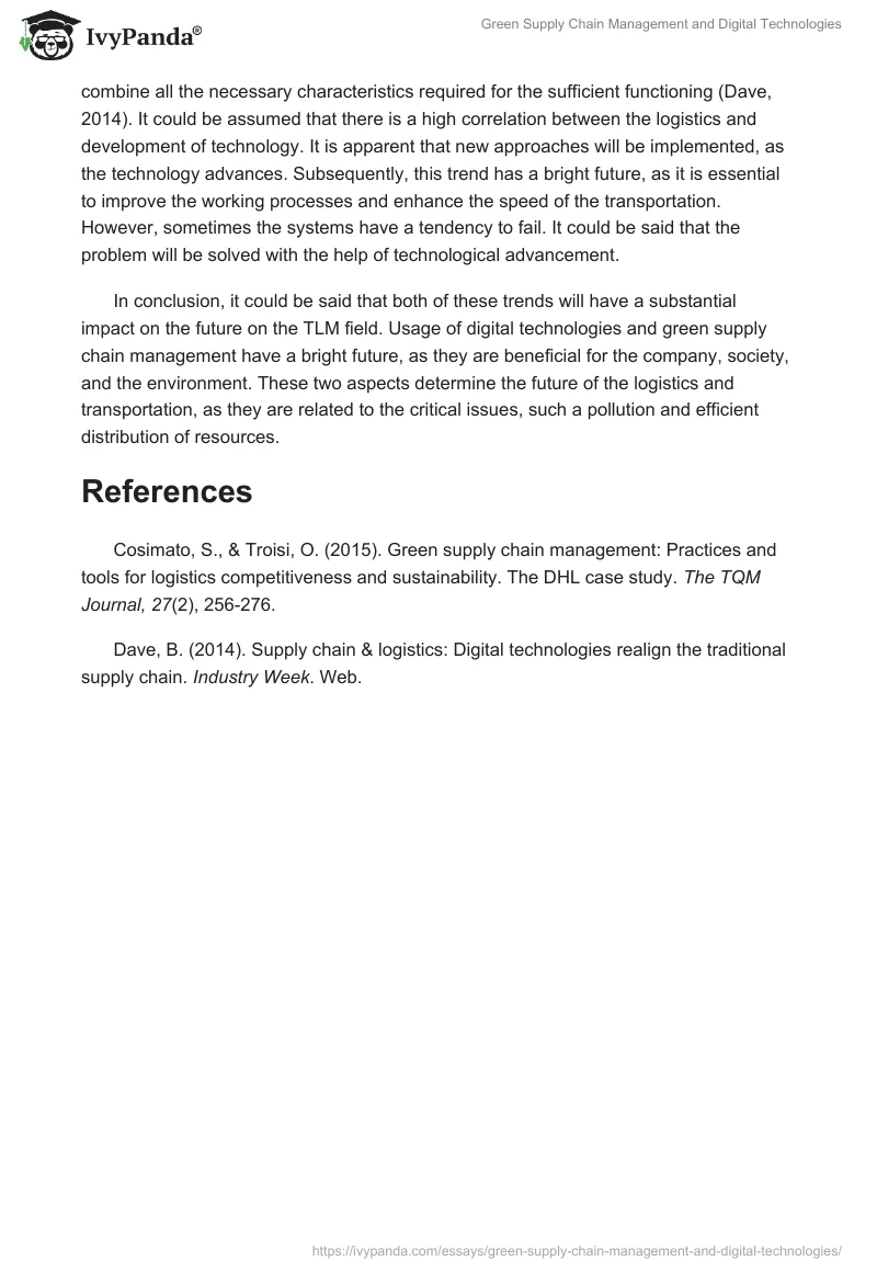 Green Supply Chain Management and Digital Technologies. Page 2
