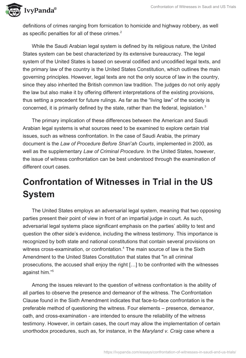 Confrontation of Witnesses in Saudi and US Trials. Page 2