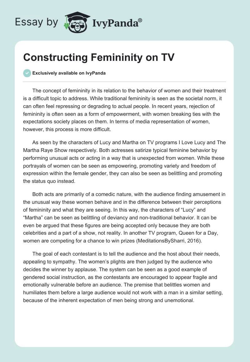 Constructing Femininity on TV. Page 1