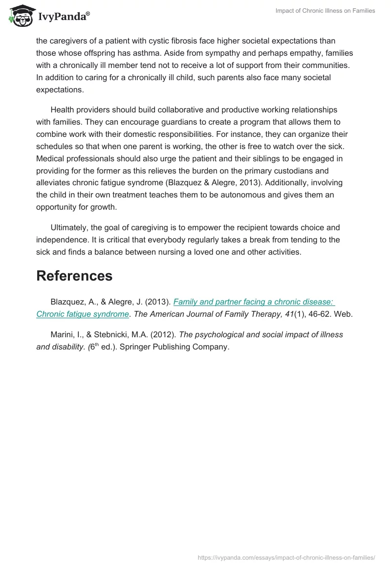 Impact of Chronic Illness on Families. Page 2