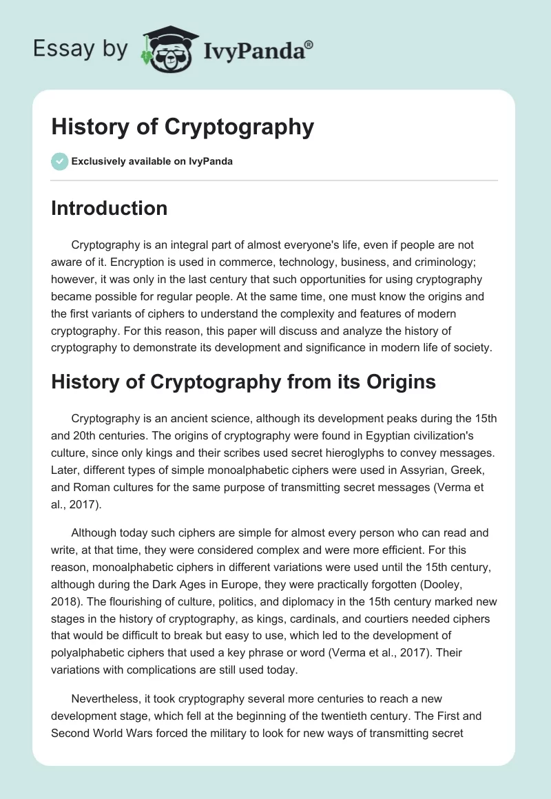 History of Cryptography. Page 1