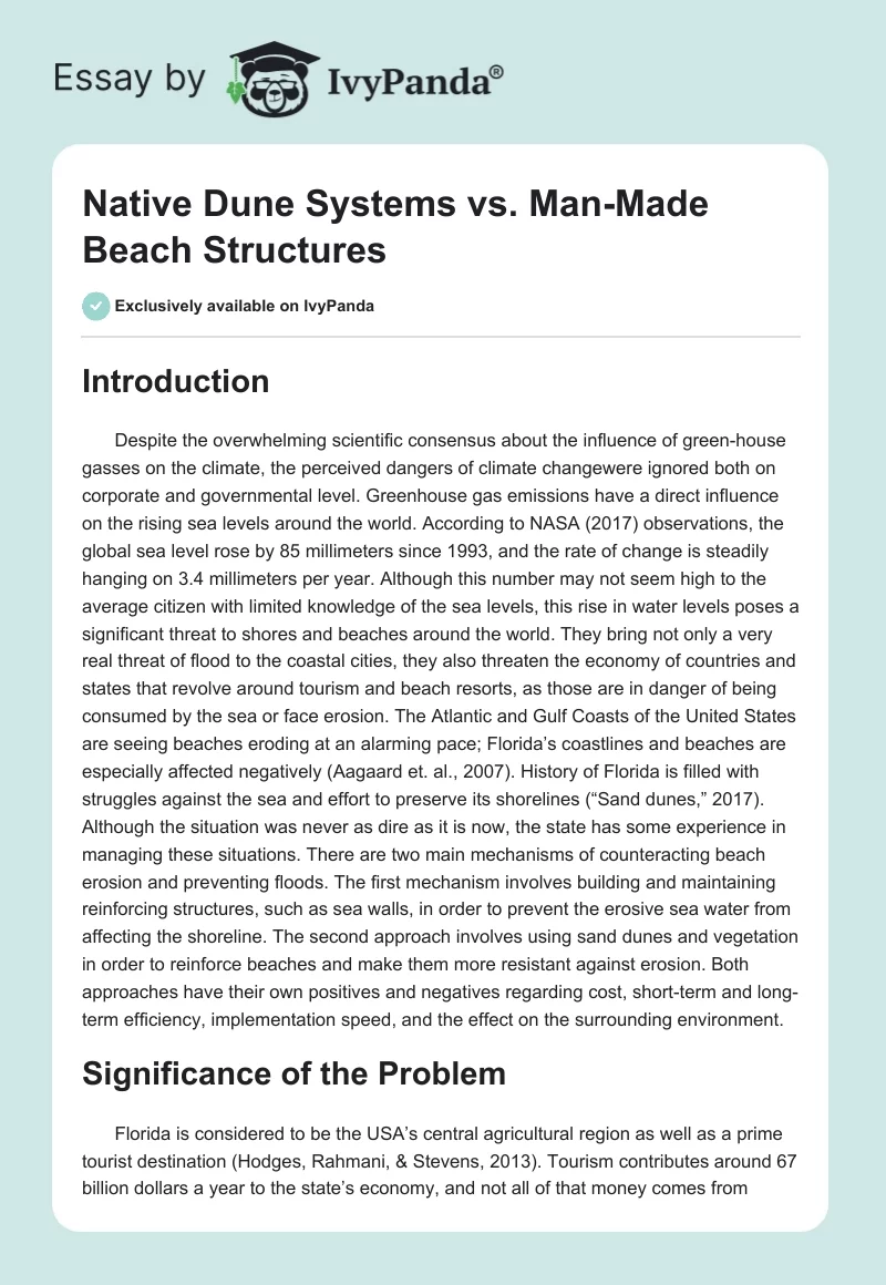 Native Dune Systems vs. Man-Made Beach Structures. Page 1