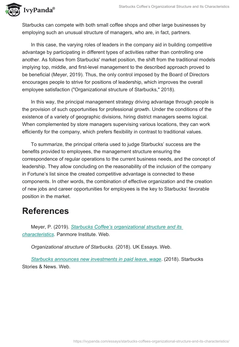 Starbucks Coffee’s Organizational Structure and Its Characteristics. Page 2