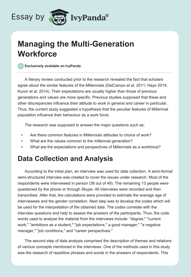 Managing the Multi-Generation Workforce. Page 1