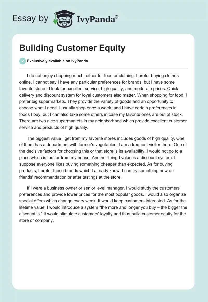 Building Customer Equity. Page 1
