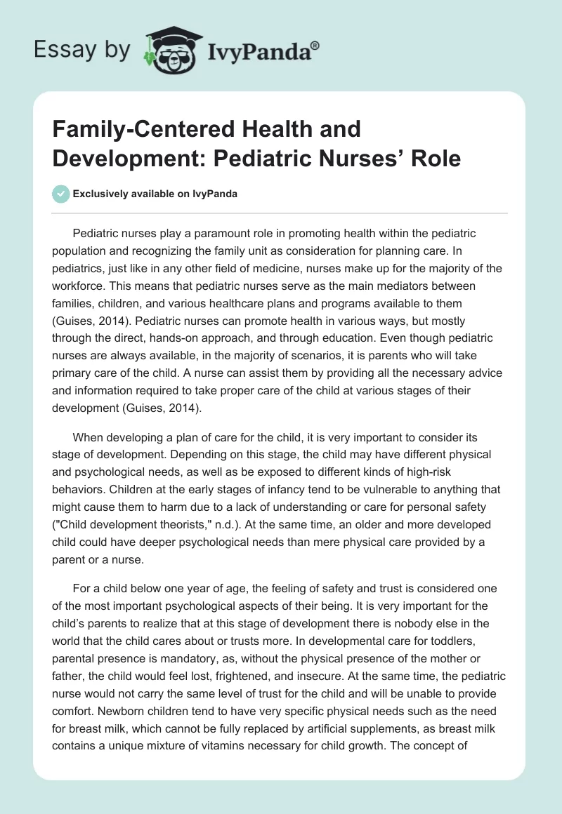 Family-Centered Health and Development: Pediatric Nurses’ Role. Page 1