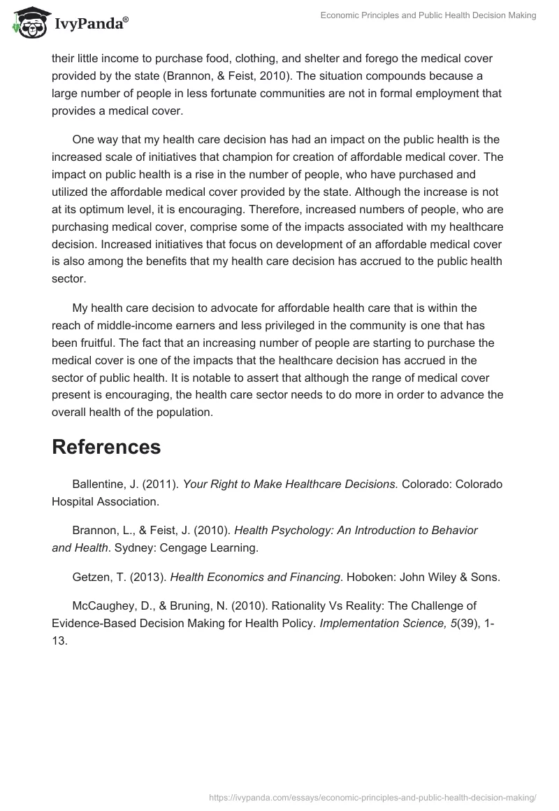 Economic Principles and Public Health Decision Making. Page 2