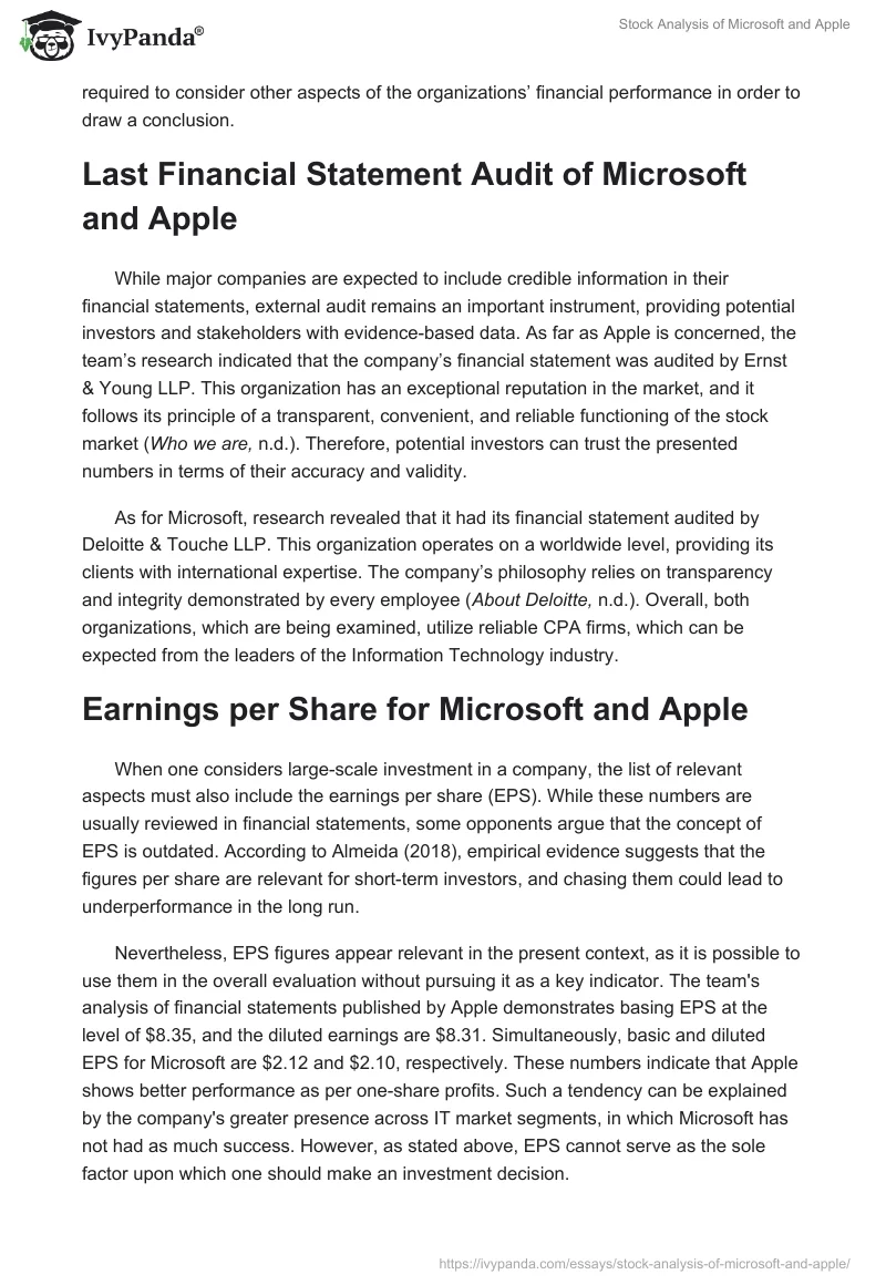 Stock Analysis of Microsoft and Apple. Page 2