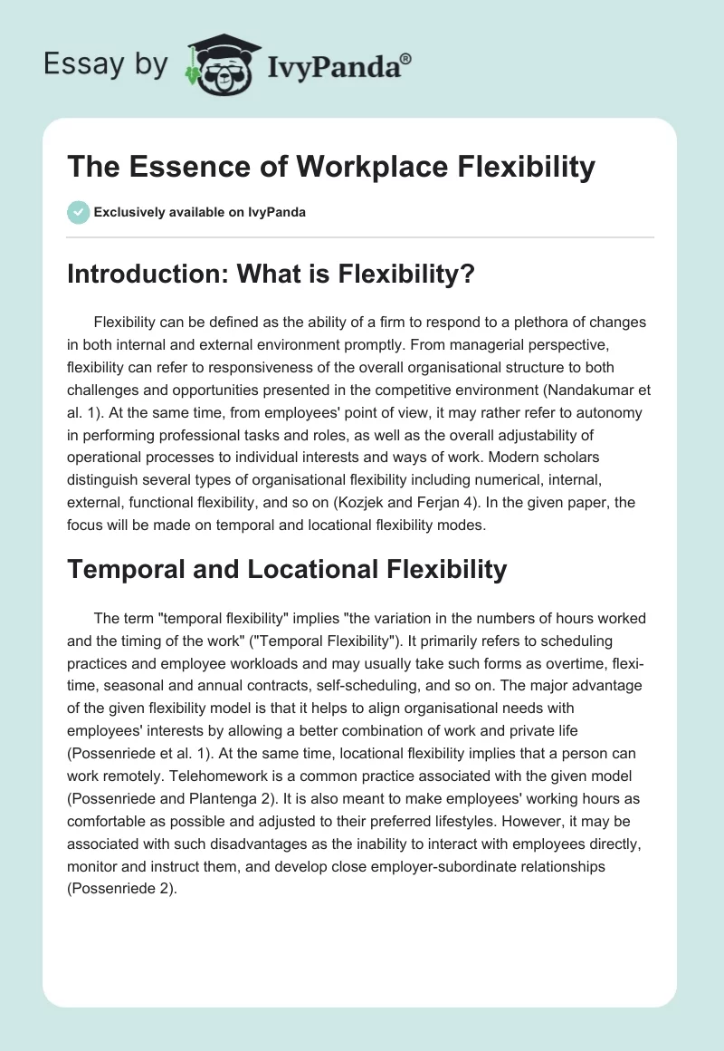 The Essence of Workplace Flexibility. Page 1