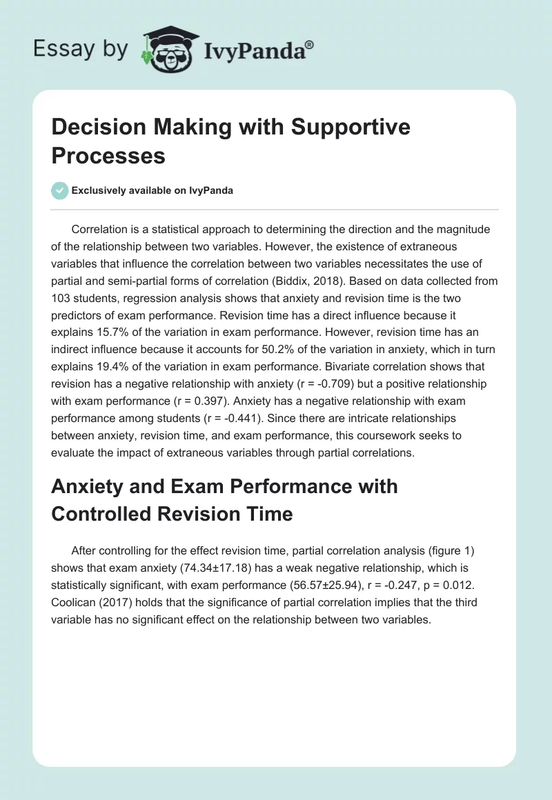 Decision Making with Supportive Processes. Page 1