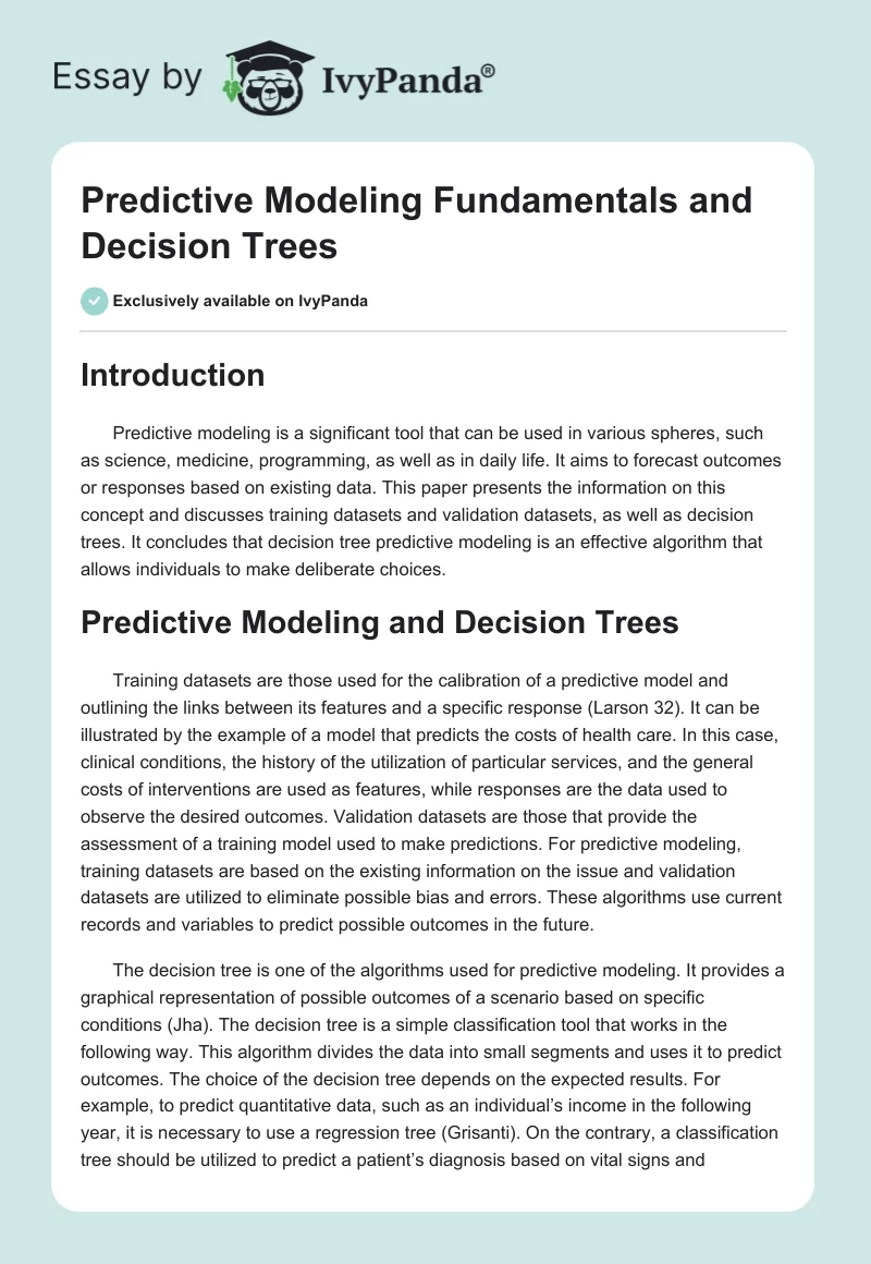Predictive Modeling Fundamentals and Decision Trees. Page 1