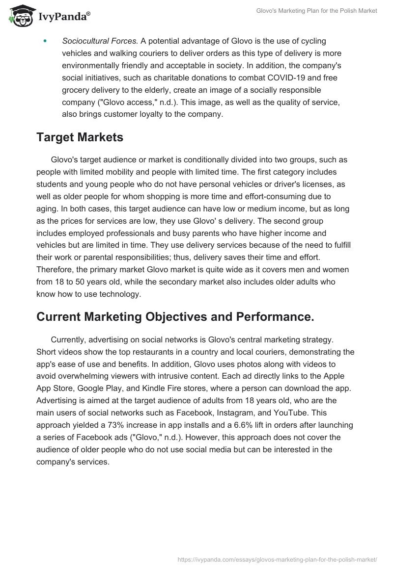 Glovo's Marketing Plan for the Polish Market. Page 3