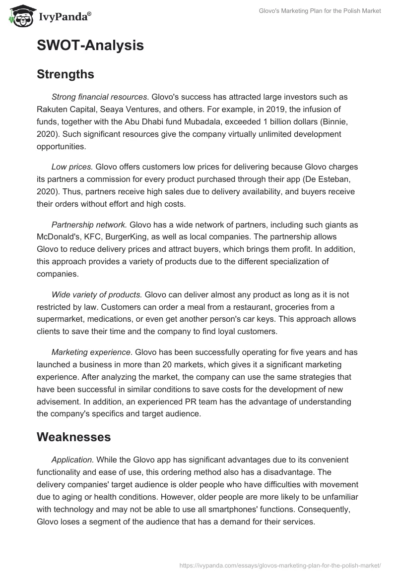 Glovo's Marketing Plan for the Polish Market. Page 4