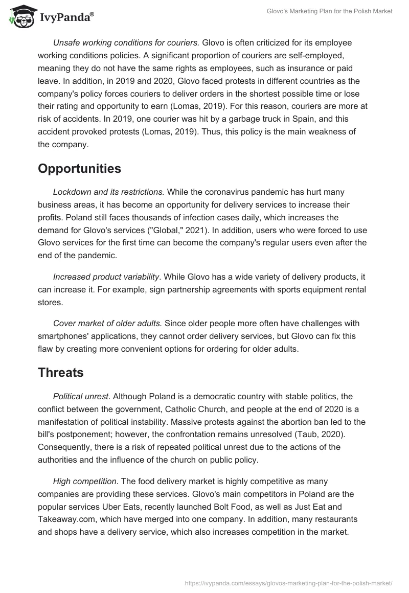 Glovo's Marketing Plan for the Polish Market. Page 5