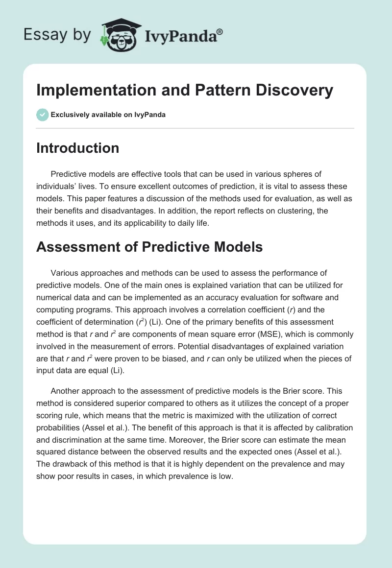 Implementation and Pattern Discovery. Page 1