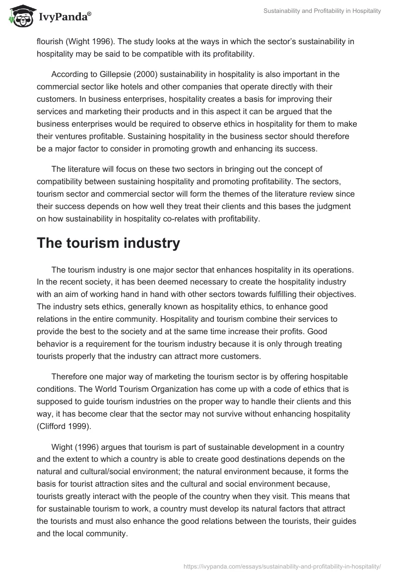 Sustainability and Profitability in Hospitality. Page 2