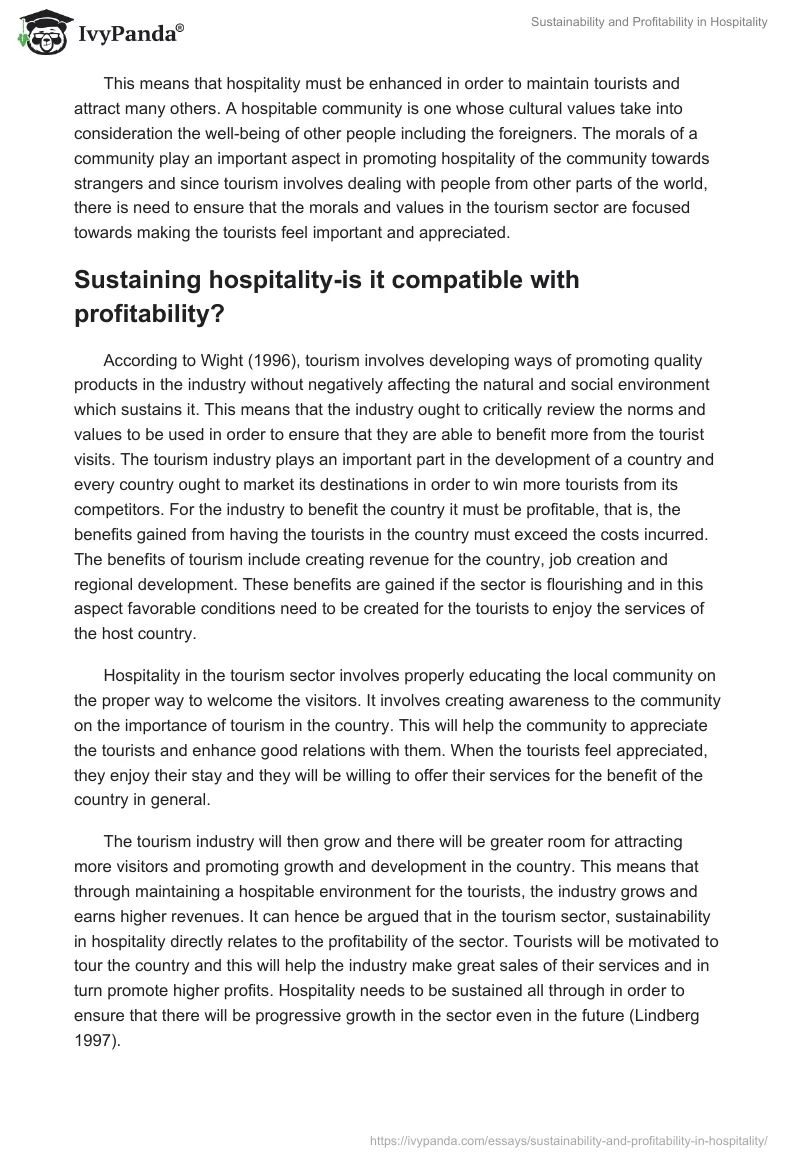 Sustainability and Profitability in Hospitality. Page 3