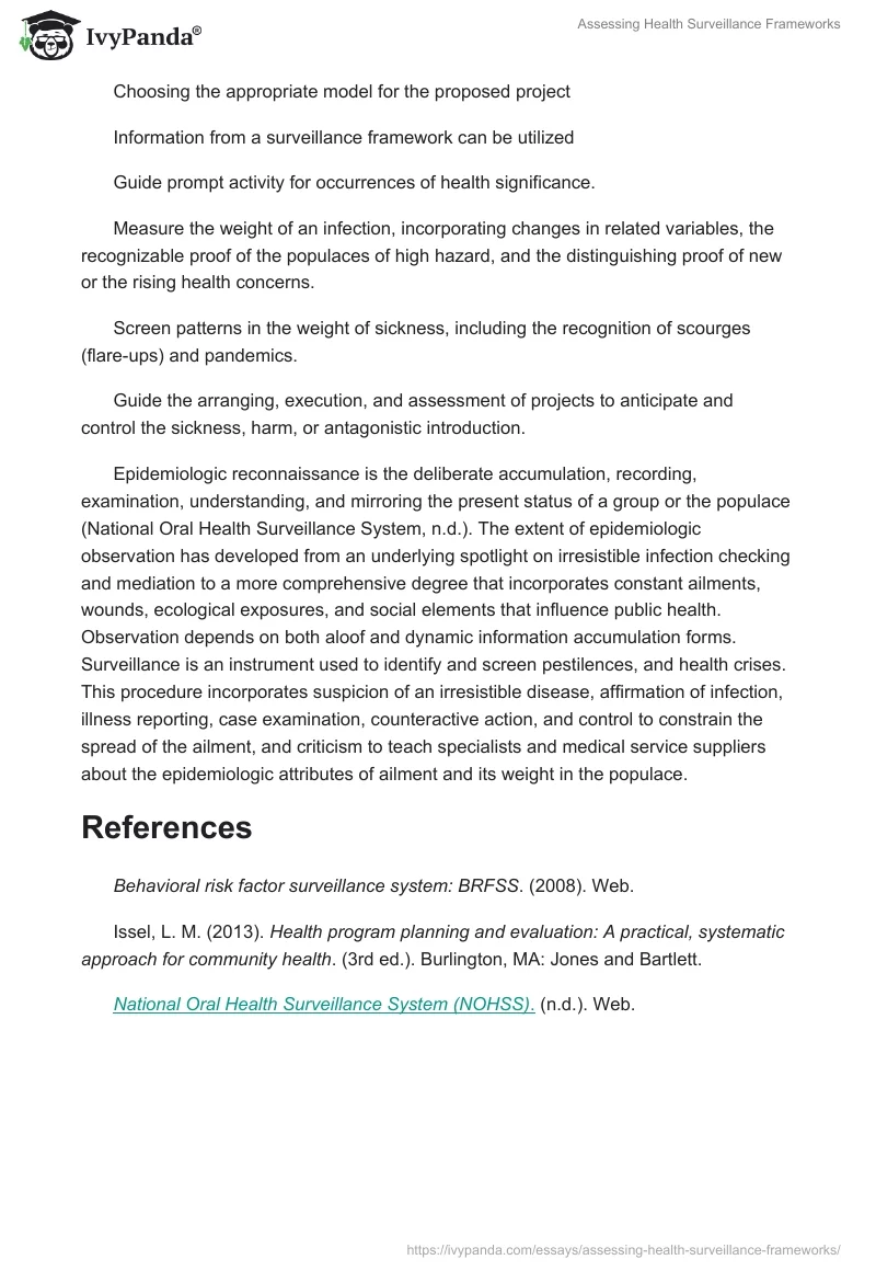 Assessing Health Surveillance Frameworks. Page 2