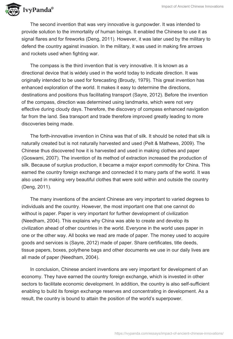 Impact of Ancient Chinese Innovations. Page 2