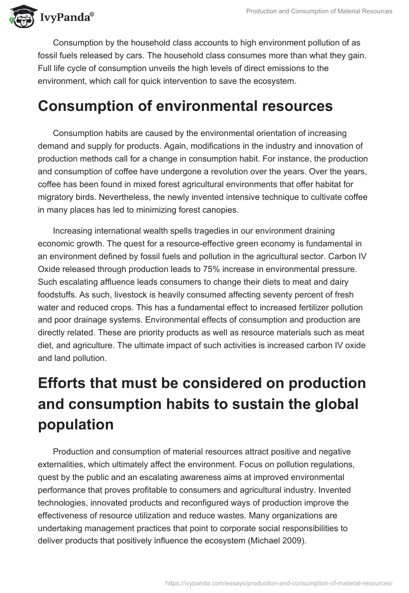 Production and Consumption of Material Resources. Page 2