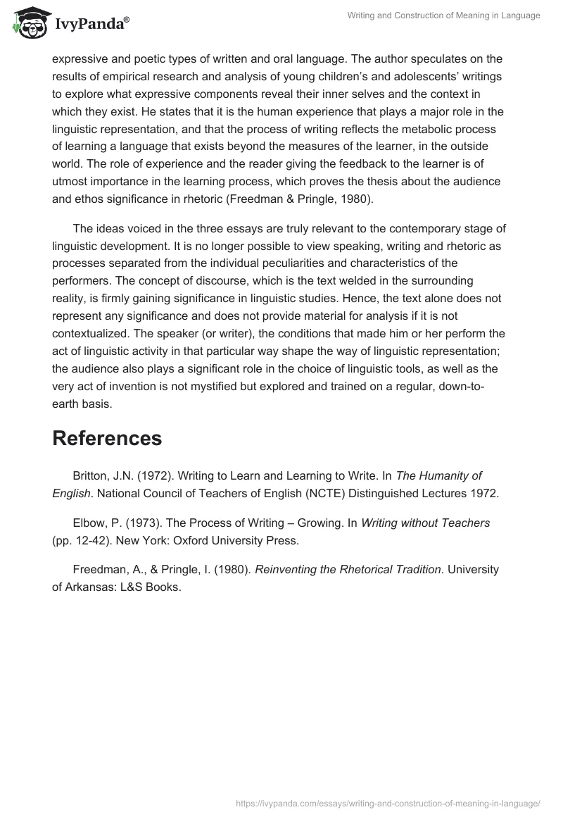 Writing and Construction of Meaning in Language. Page 2