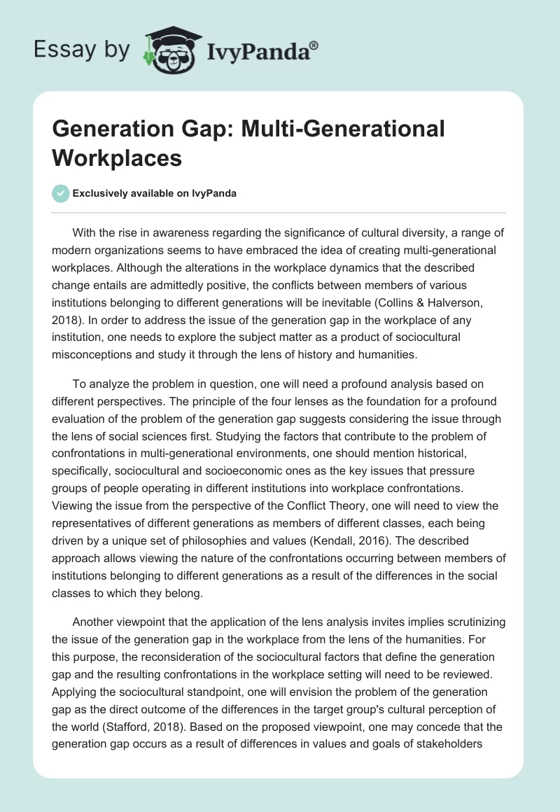 Generation Gap: Multi-Generational Workplaces. Page 1