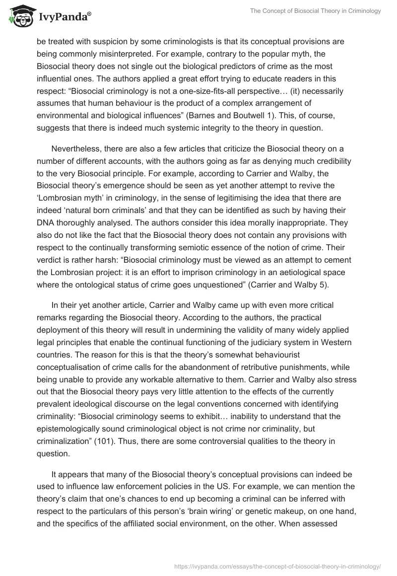 The Concept of Biosocial Theory in Criminology. Page 5