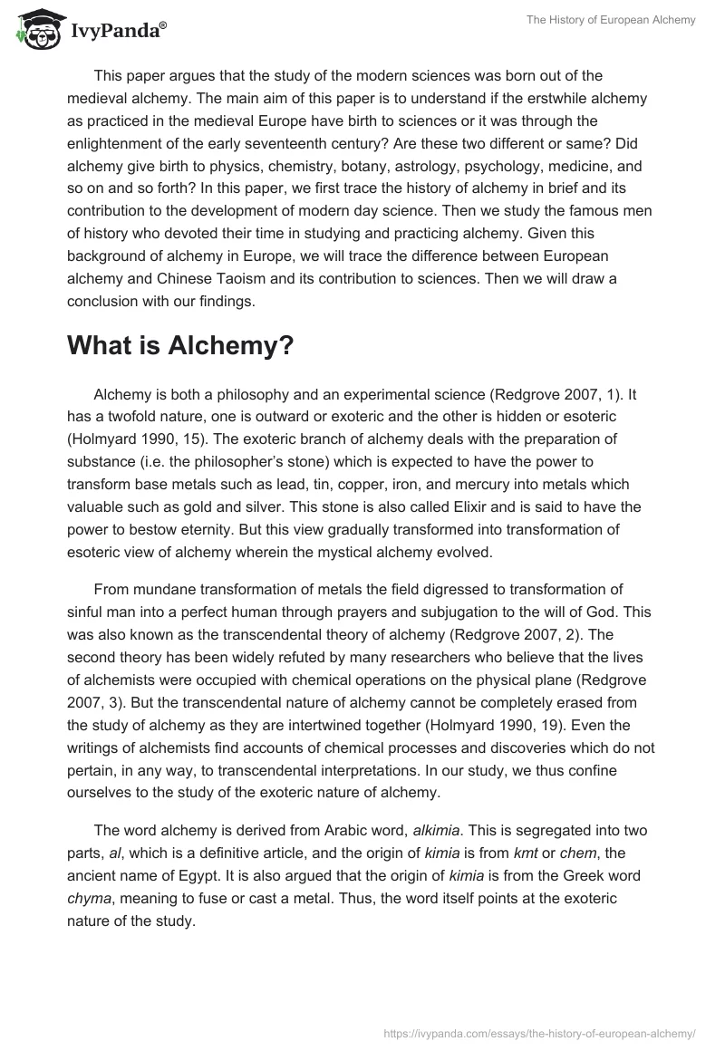 The History of European Alchemy. Page 2